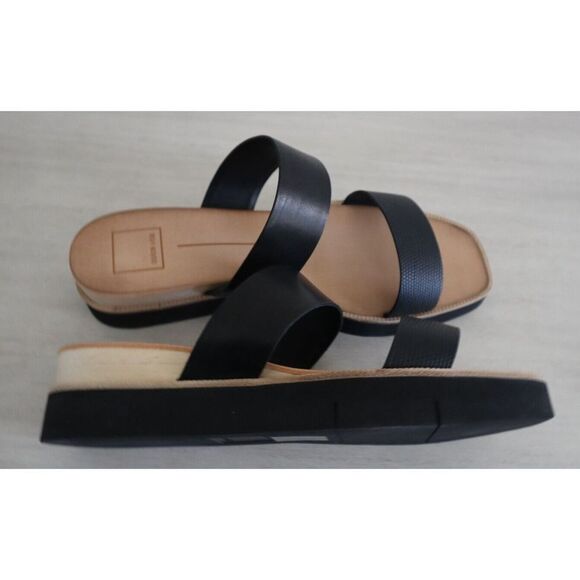 Dolce Vita Women's Sz 9.5 Black Embossed Leather Parni Double Strap Sandals - Picture 11 of 15